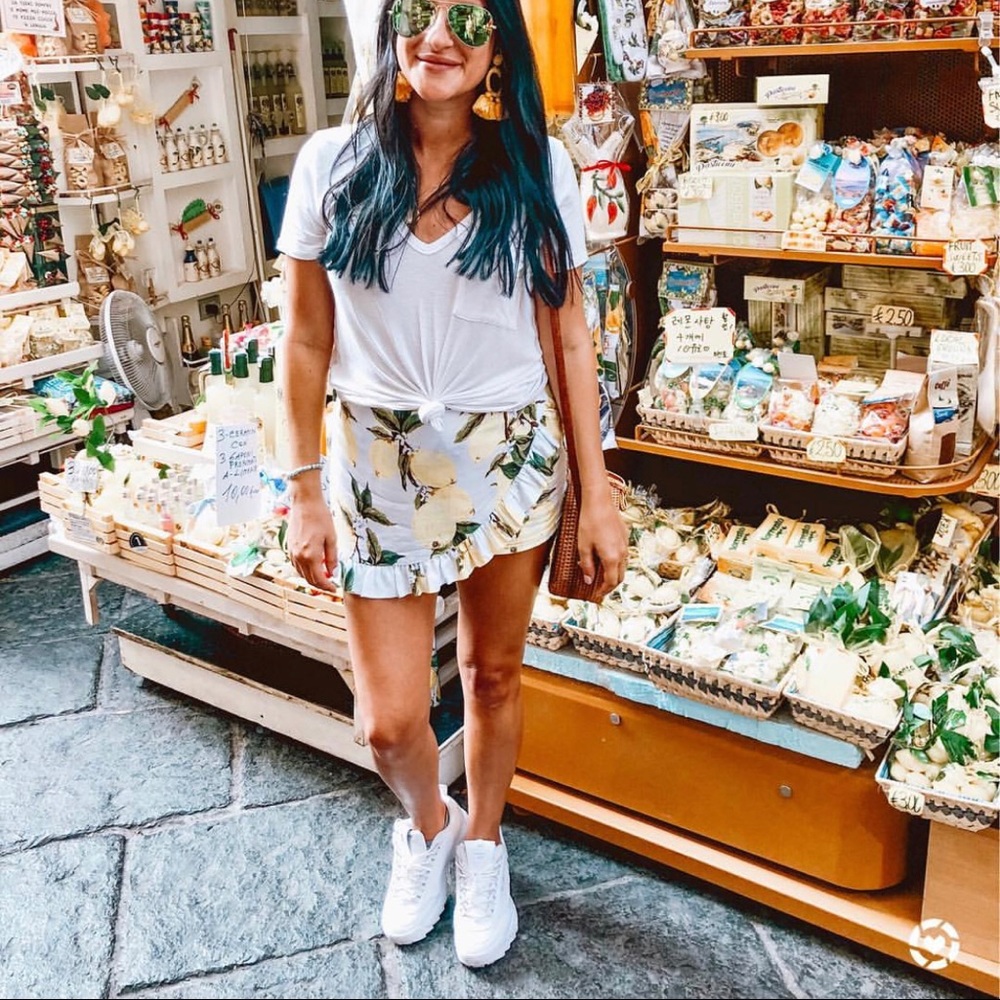 Lemon print skort